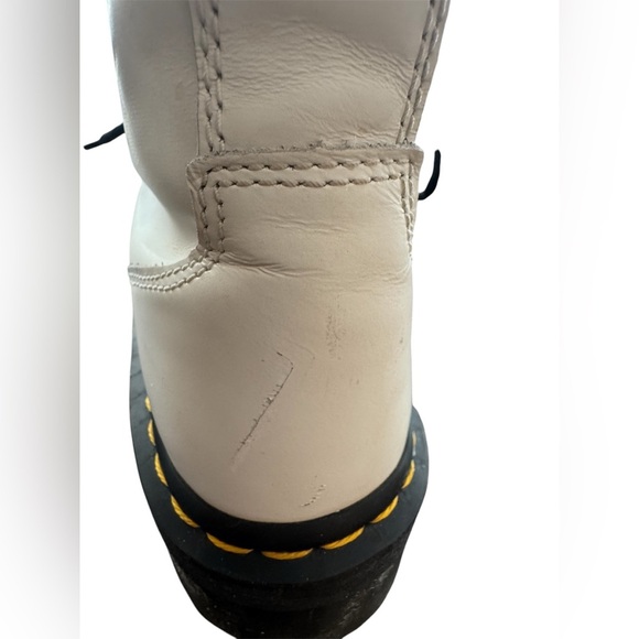 Dr. Martens Womens Jadon White Leather Platform Zipper Combat Boots Size 7 US - Picture 6 of 8